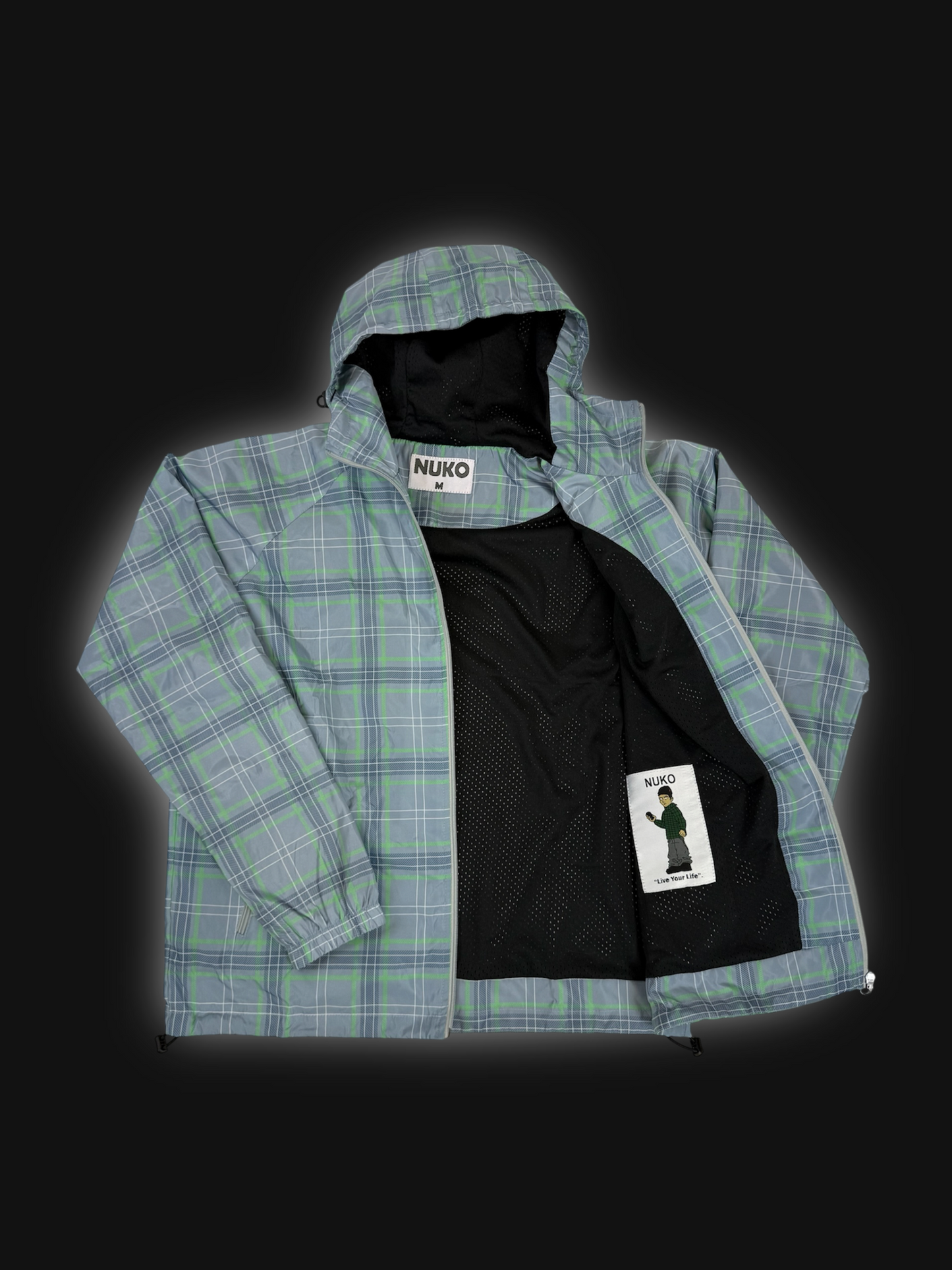 nylon plaid windbreaker